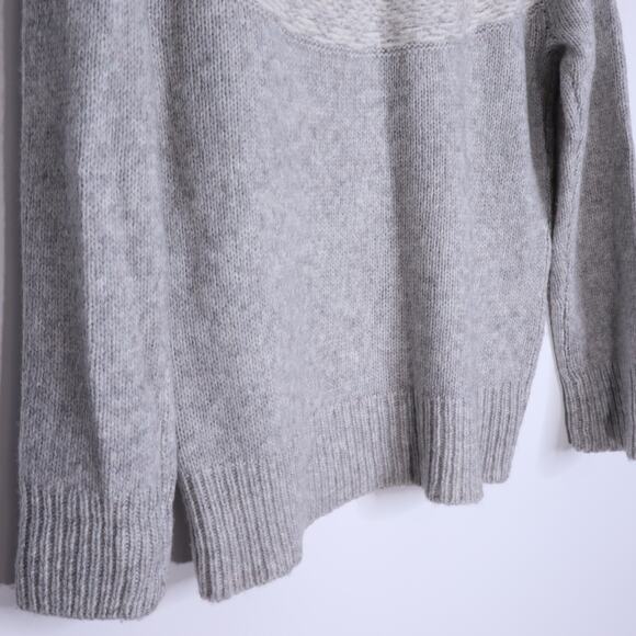 THEORY Fair Isle Sweater Melange Light Grey Wool Blend Long Sleeve Women's P/00 - Picture 8 of 11